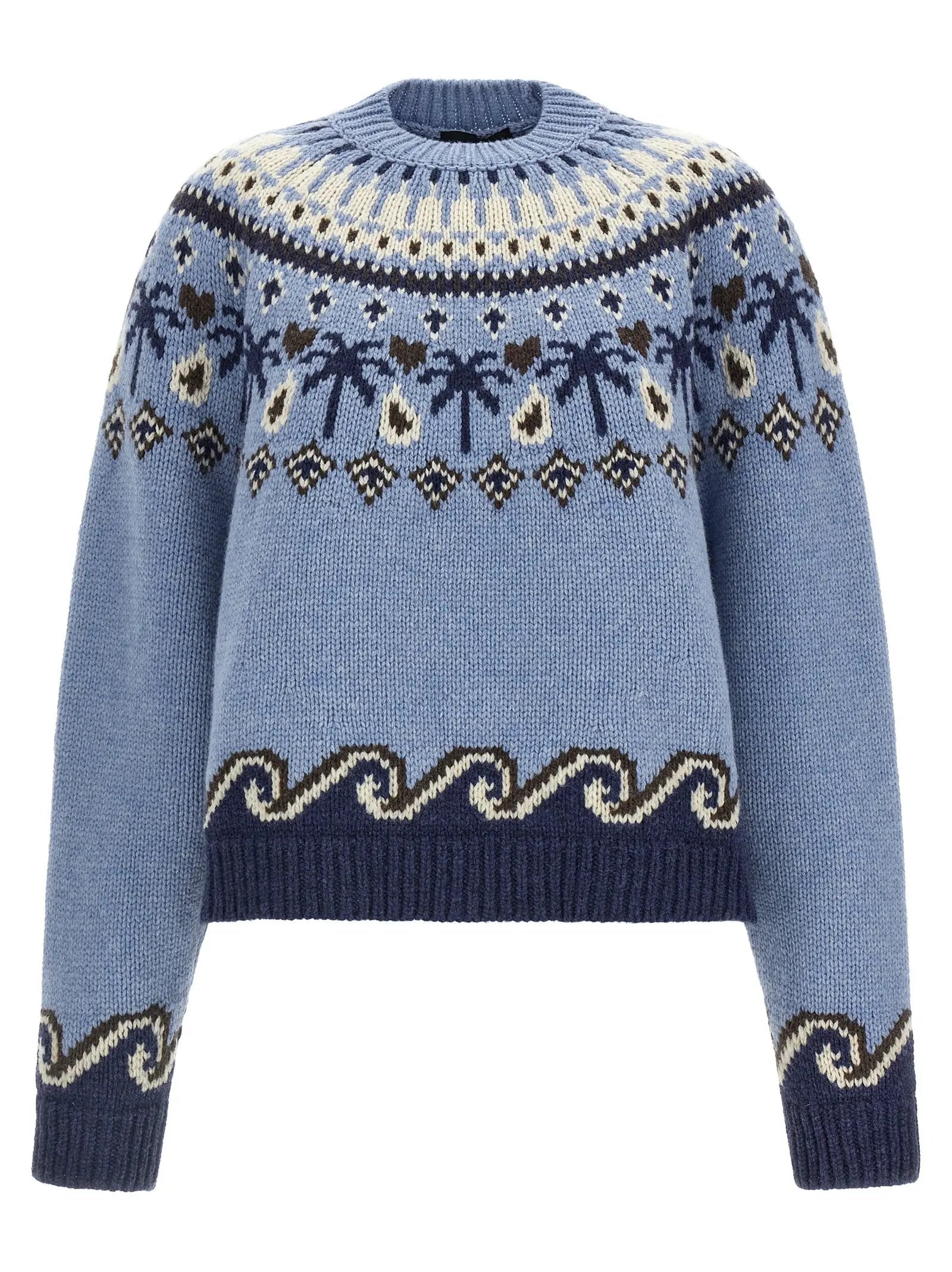 Alanui Blue Virgin Wool Cardigan