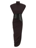 The Andamane Bordeaux Viscose Midi Dress