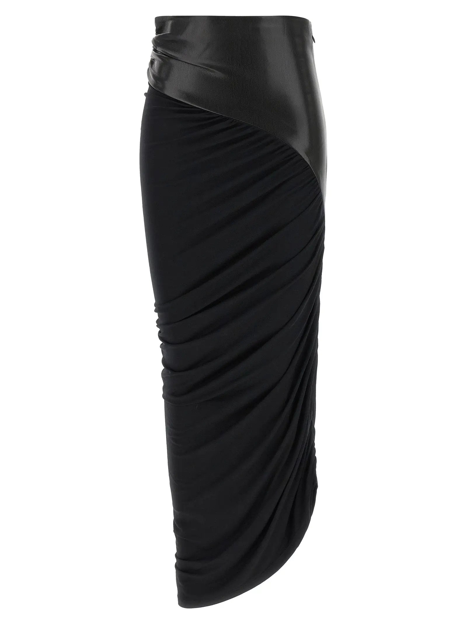 The Andamane Black Viscose Midi Skirt