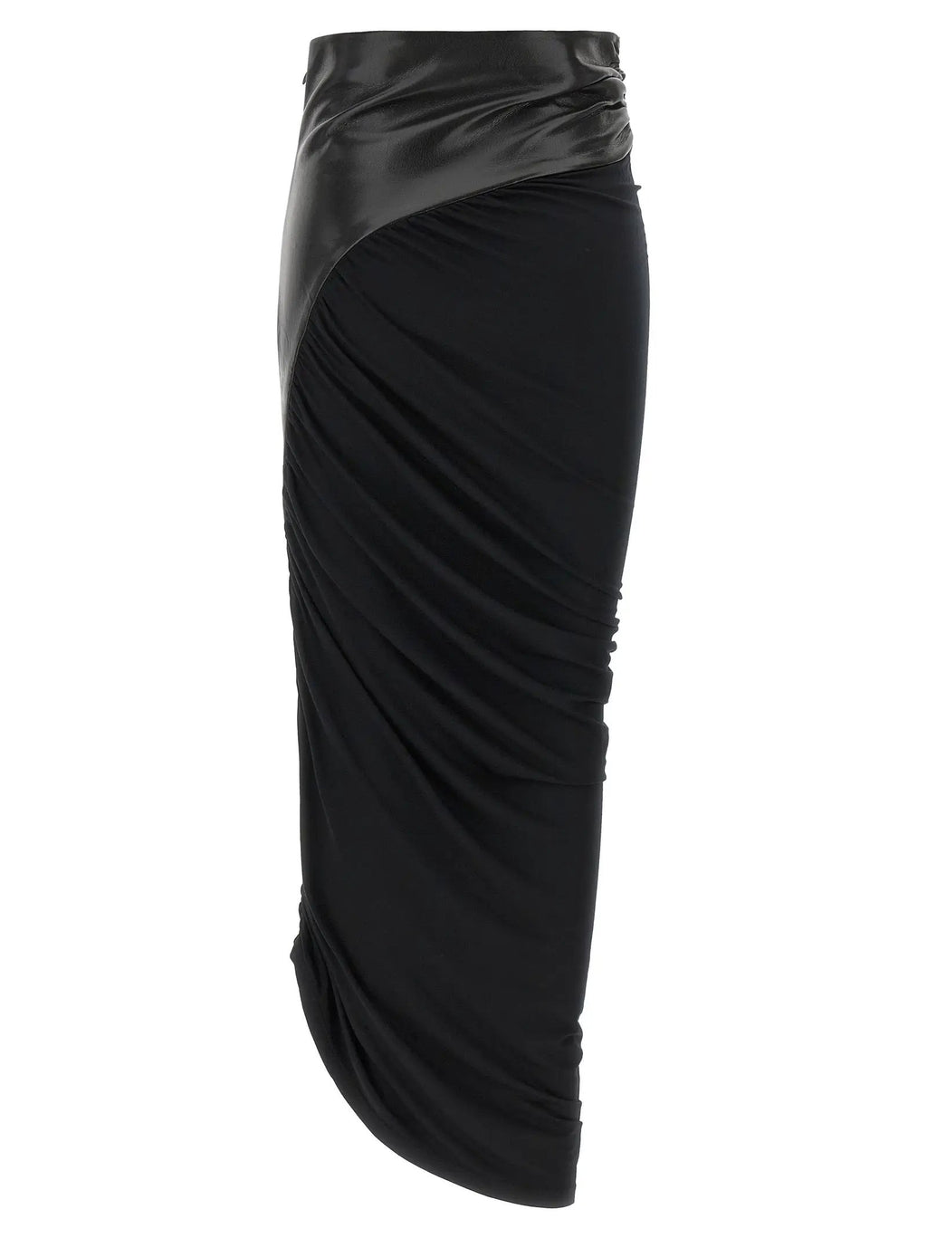 The Andamane Black Viscose Midi Skirt