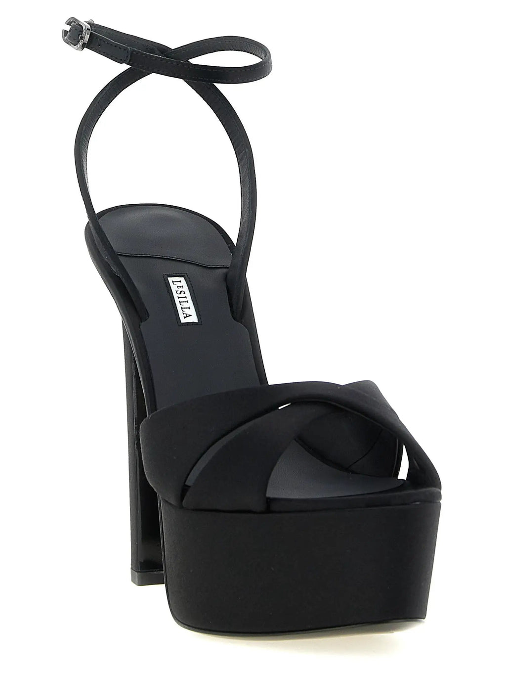 LE SILLA Black Viscose Stiletto Heel Sandals