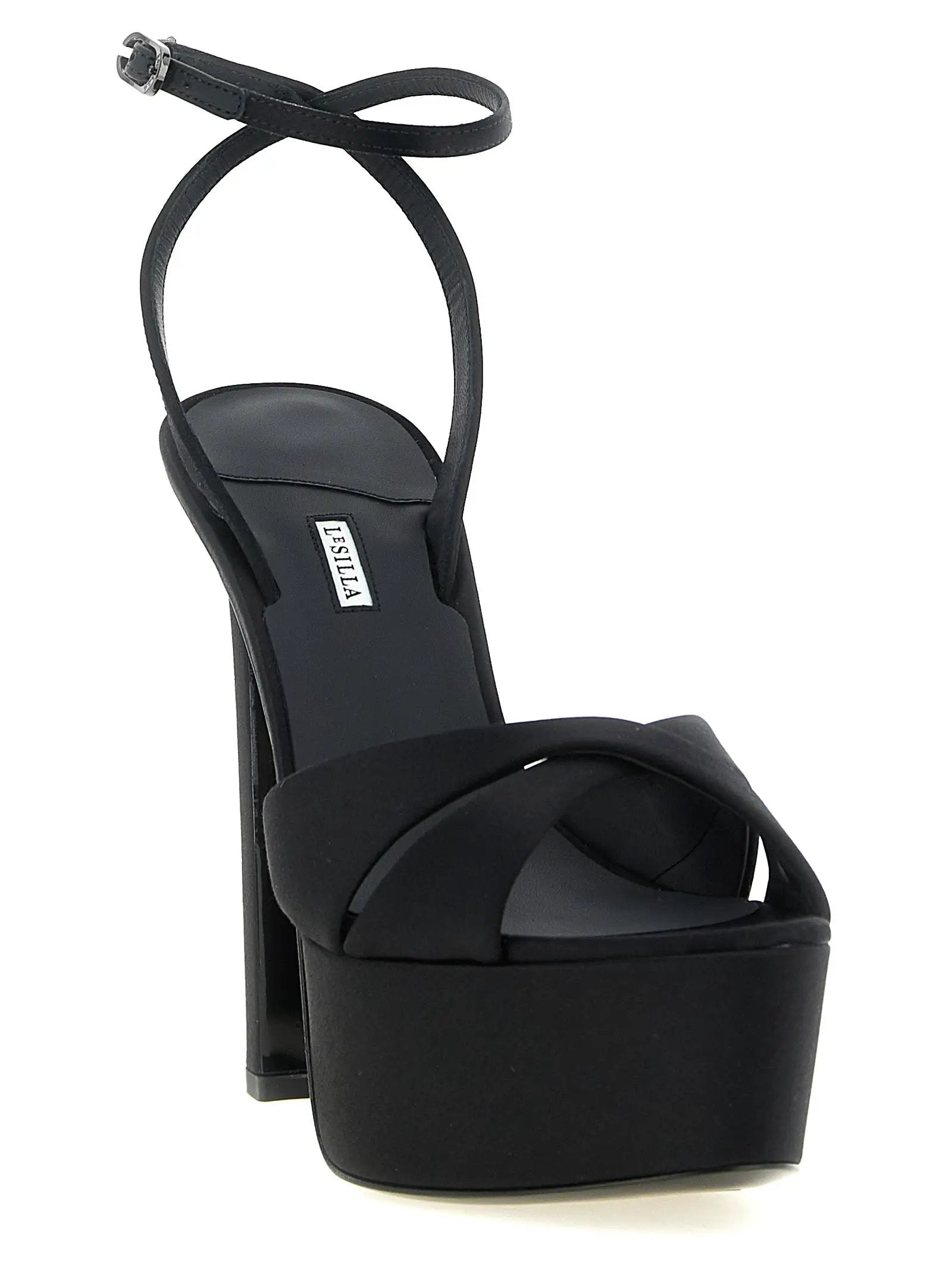 LE SILLA Black Viscose Stiletto Heel Sandals