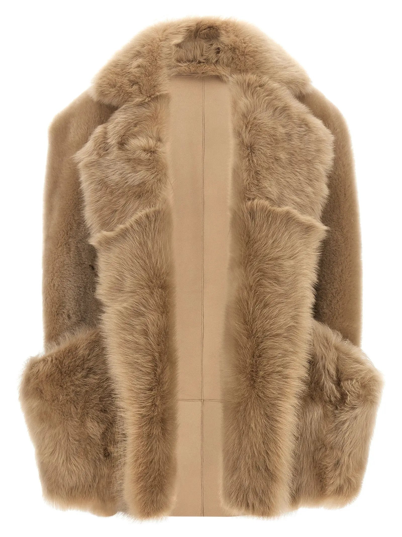 BLANCHA BLANCHA Beige Lamb Fur Sleeveless Jacket