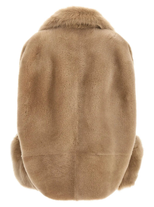 BLANCHA BLANCHA Beige Lamb Fur Sleeveless Jacket