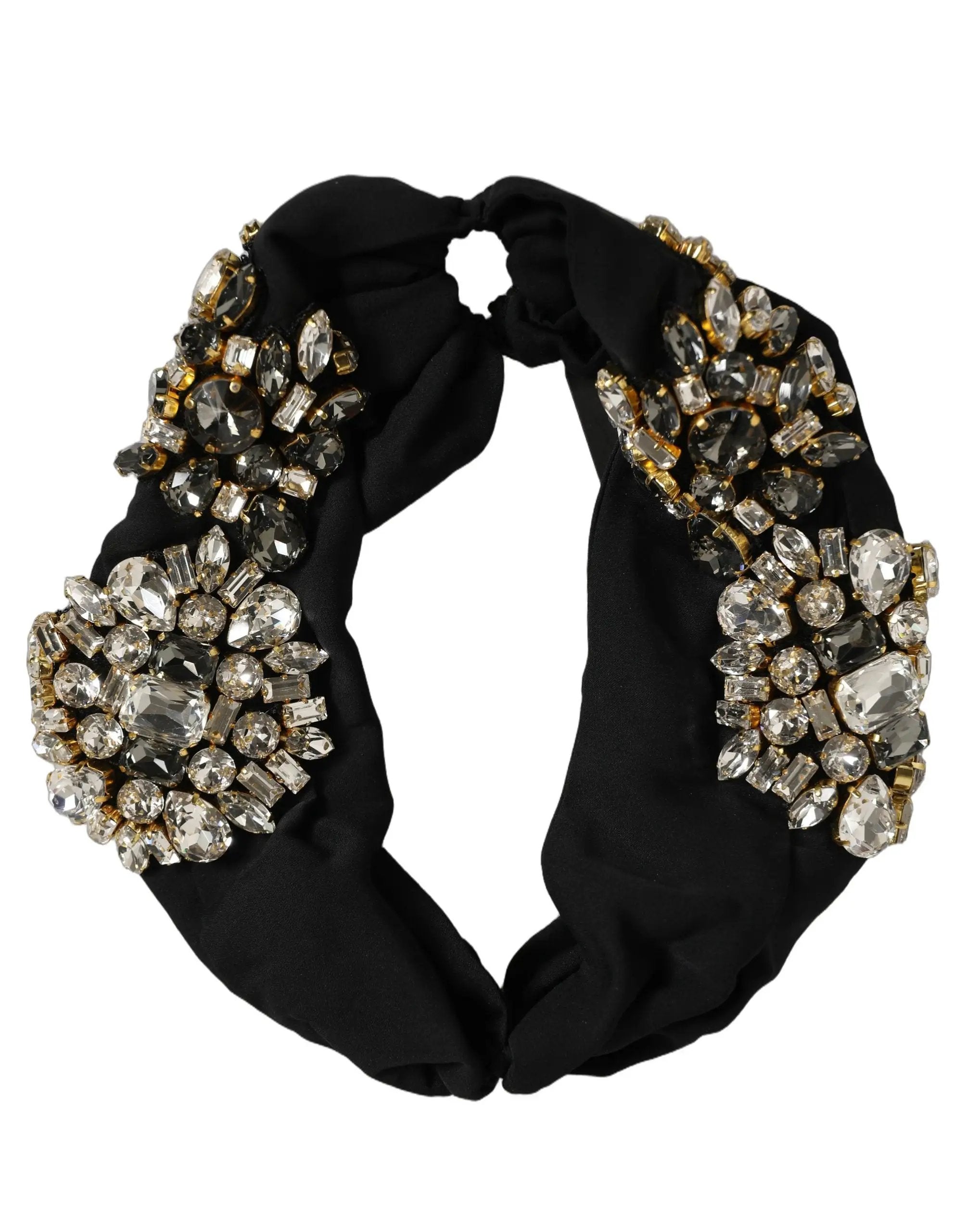 Dolce & Gabbana Black Silk Crystal Embellishment One Size Headband