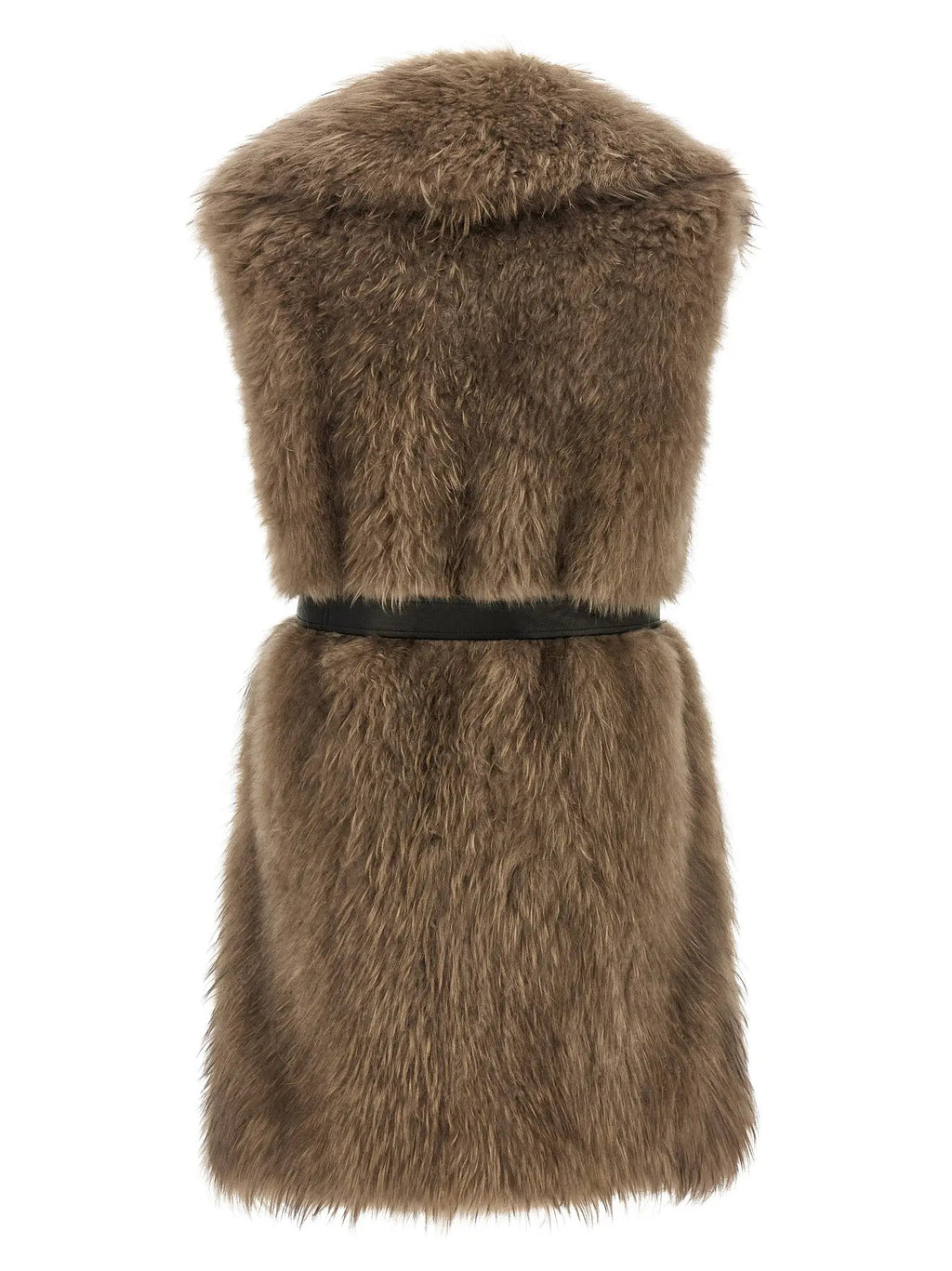 BLANCHA BLANCHA Beige Lamb Fur Sleeveless Jacket