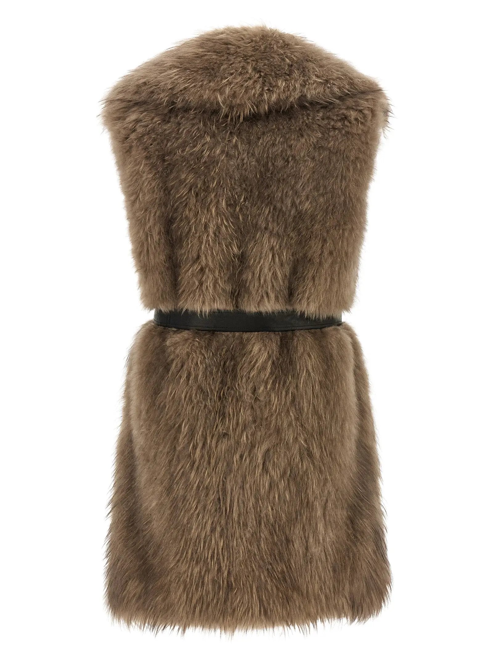BLANCHA BLANCHA Beige Lamb Fur Sleeveless Jacket