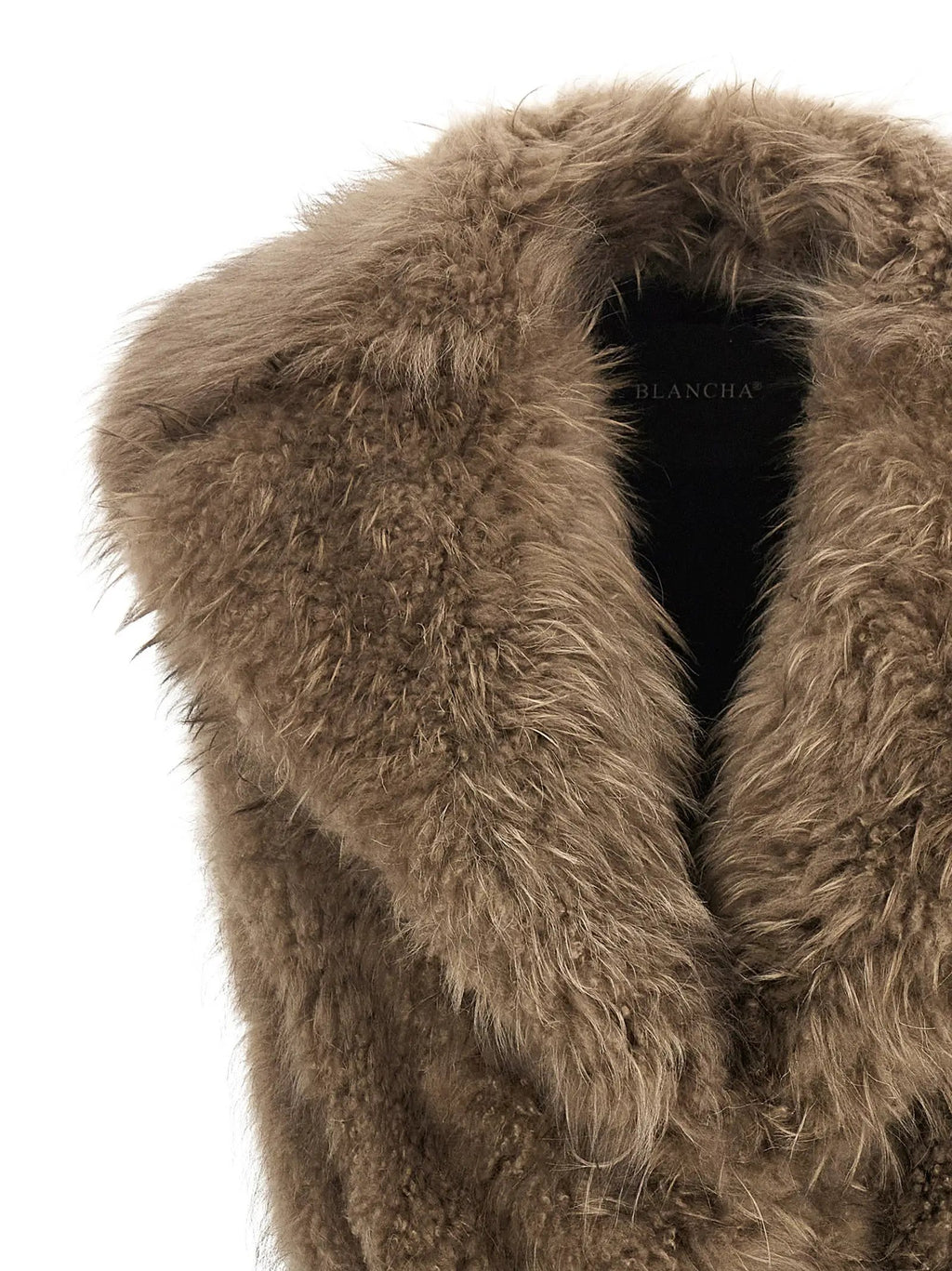 BLANCHA BLANCHA Beige Lamb Fur Sleeveless Jacket