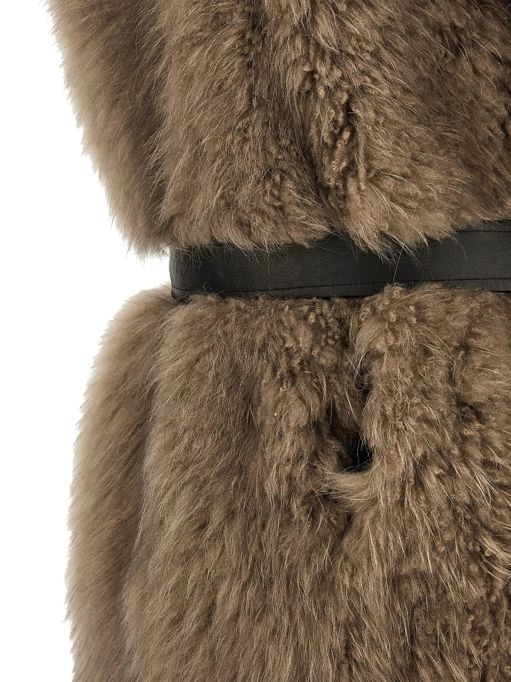 BLANCHA BLANCHA Beige Lamb Fur Sleeveless Jacket