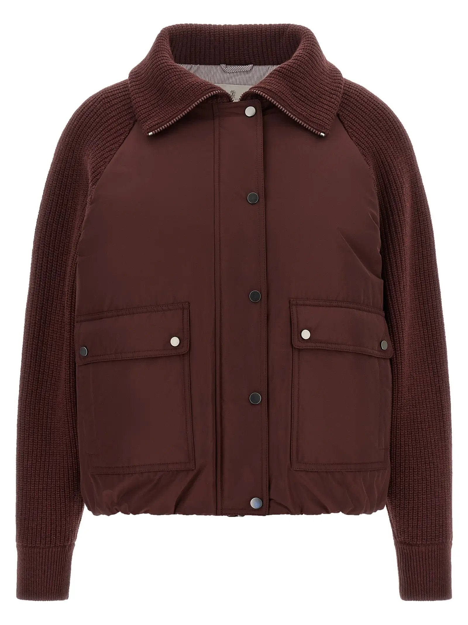 Brunello Cucinelli Bordeaux Cotton Bomber