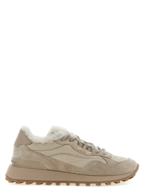 Brunello Cucinelli Brunello Cucinelli Beige Calfskin Athletic Sneakers