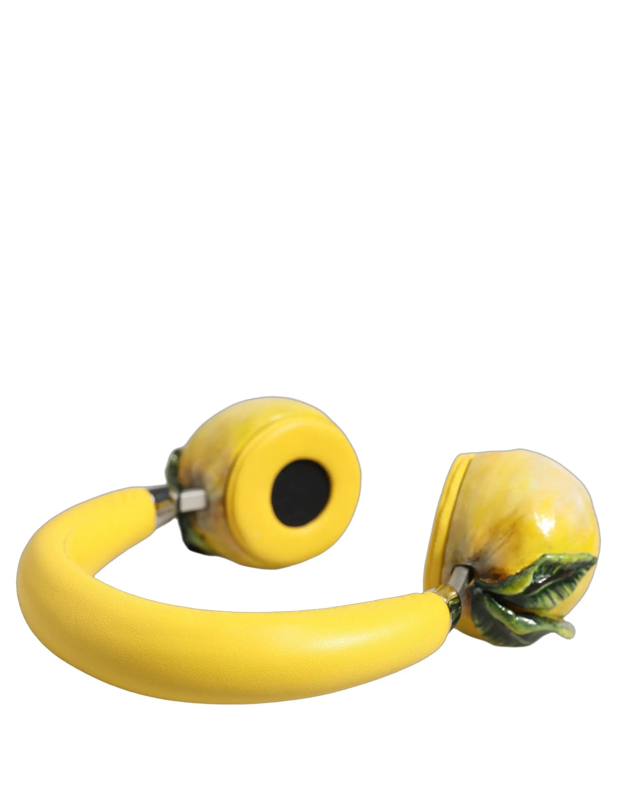 Dolce & Gabbana Yellow Vibrant Lemon Leather Headset Headphones