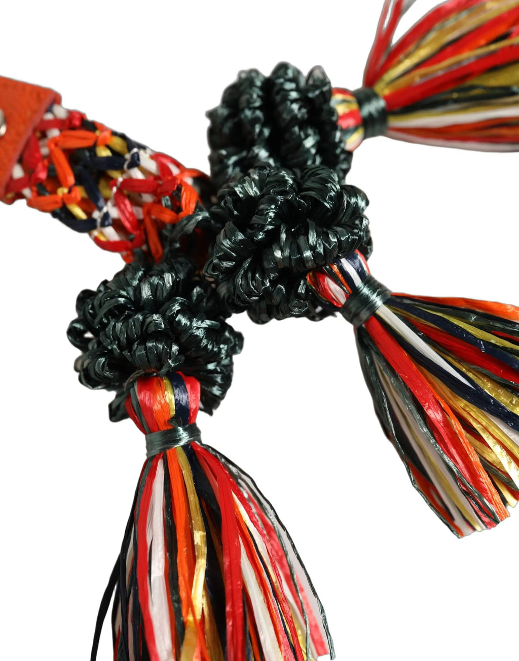 Dolce & Gabbana Porte-clés chaîne avec fermoir en cuir et raphia multicolore