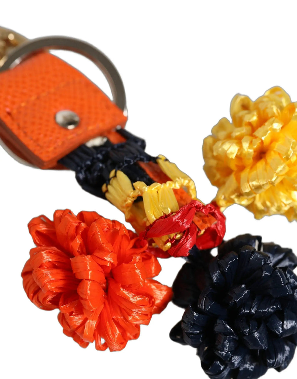 Dolce & Gabbana Porte-clés chaîne avec fermoir en raphia et cuir multicolore