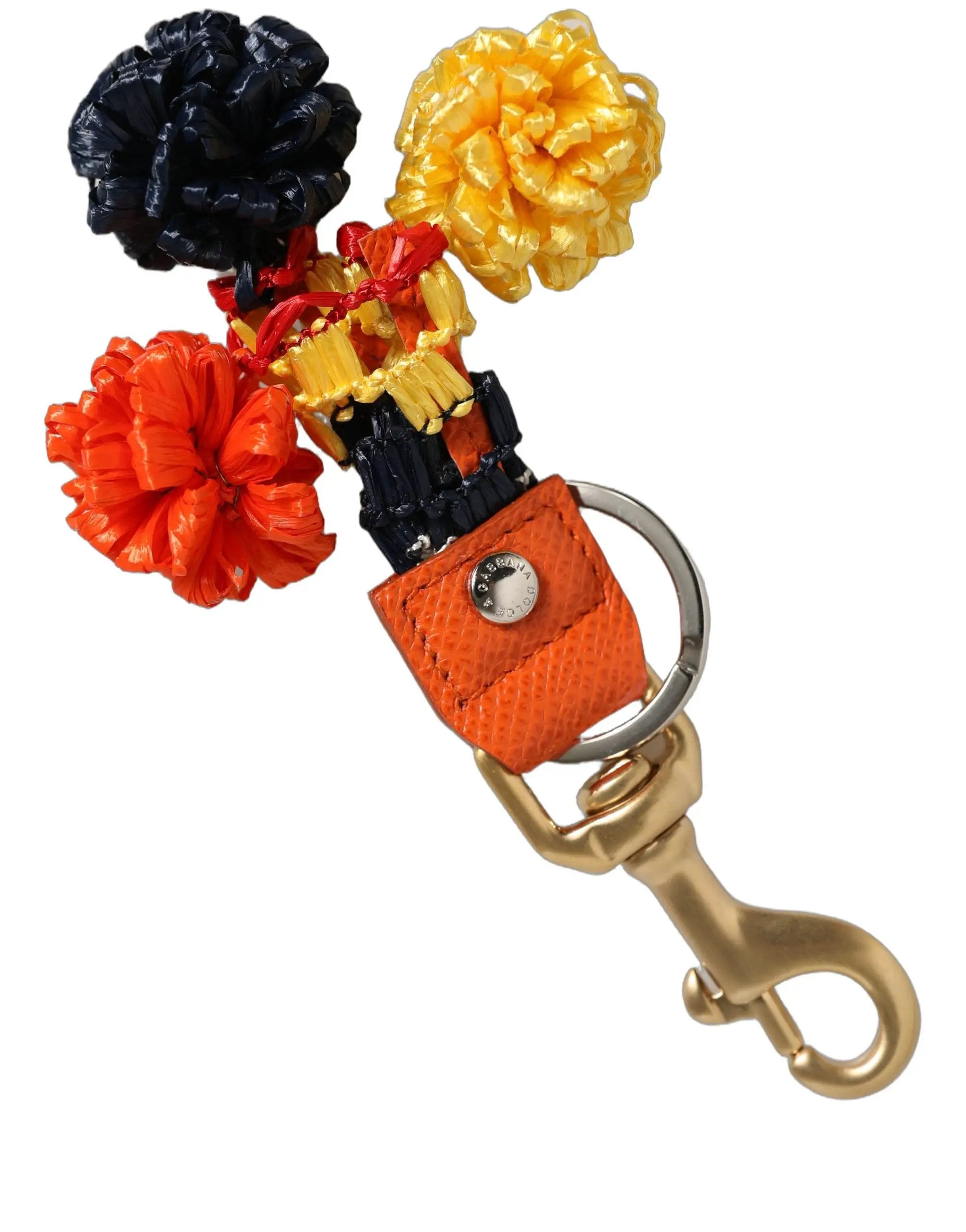 Dolce & Gabbana Porte-clés chaîne avec fermoir en raphia et cuir multicolore