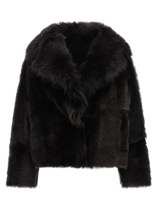BLANCHA BLANCHA Brown Lamb Fur Full-Length Jacket