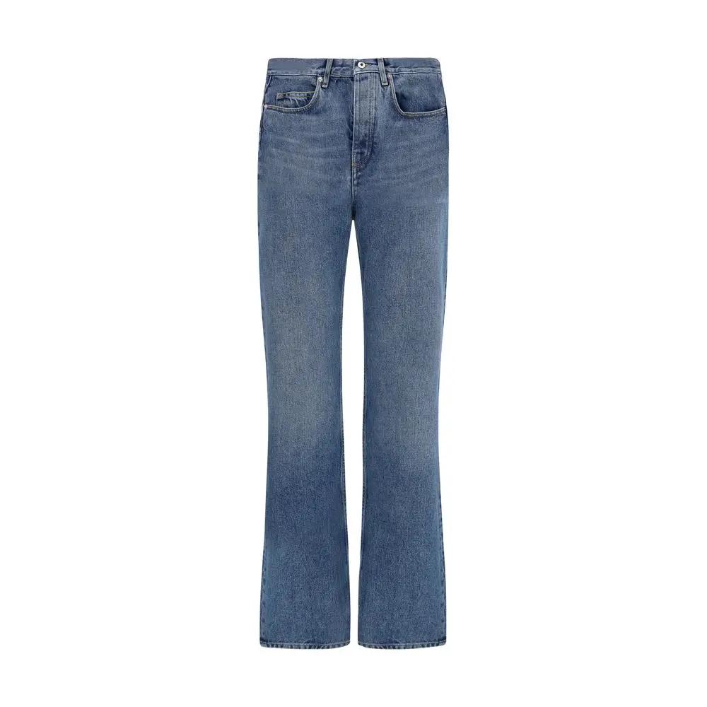 Off-White Blue Cotton Straight-Leg Jeans