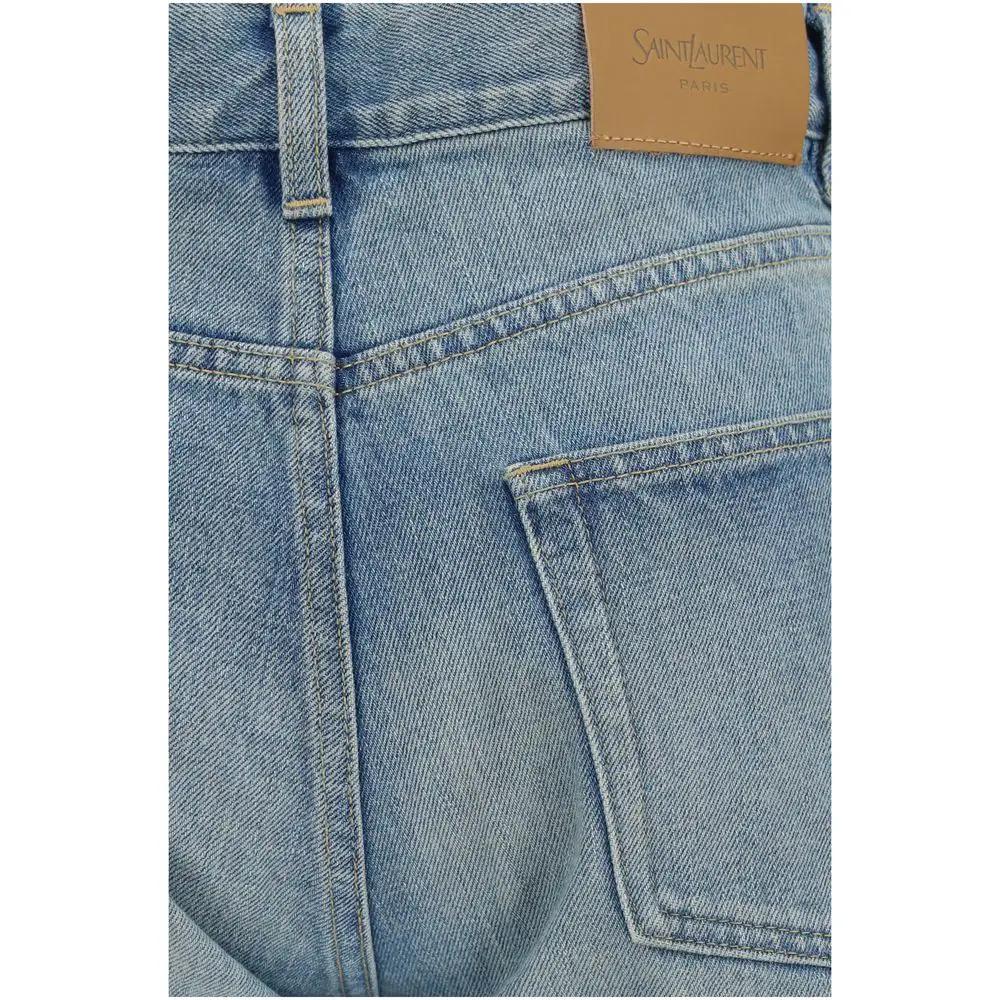Saint Laurent Saint Laurent Blue Cotton Straight-Leg Jeans