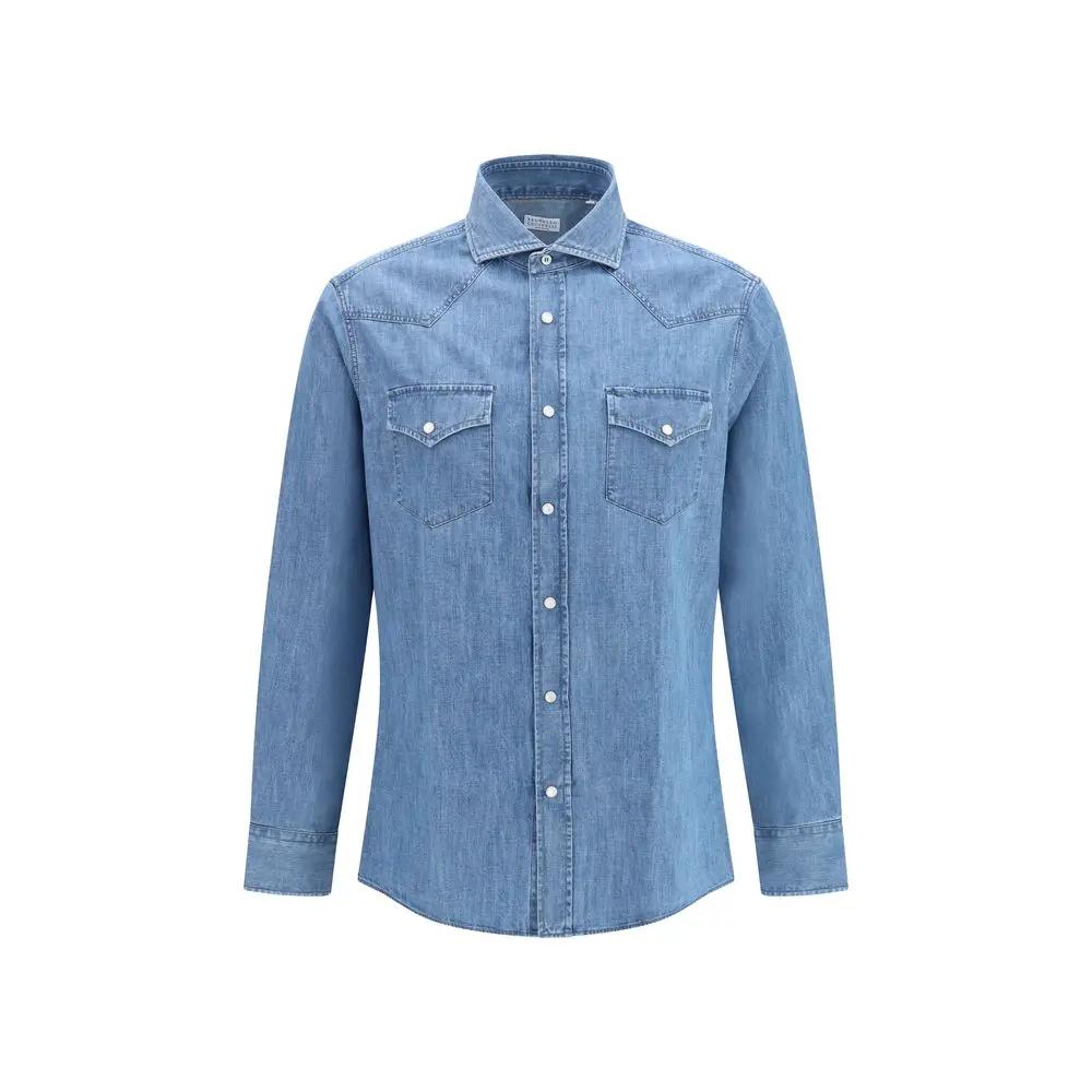 Brunello Cucinelli Brunello Cucinelli Blue Denim Shirt
