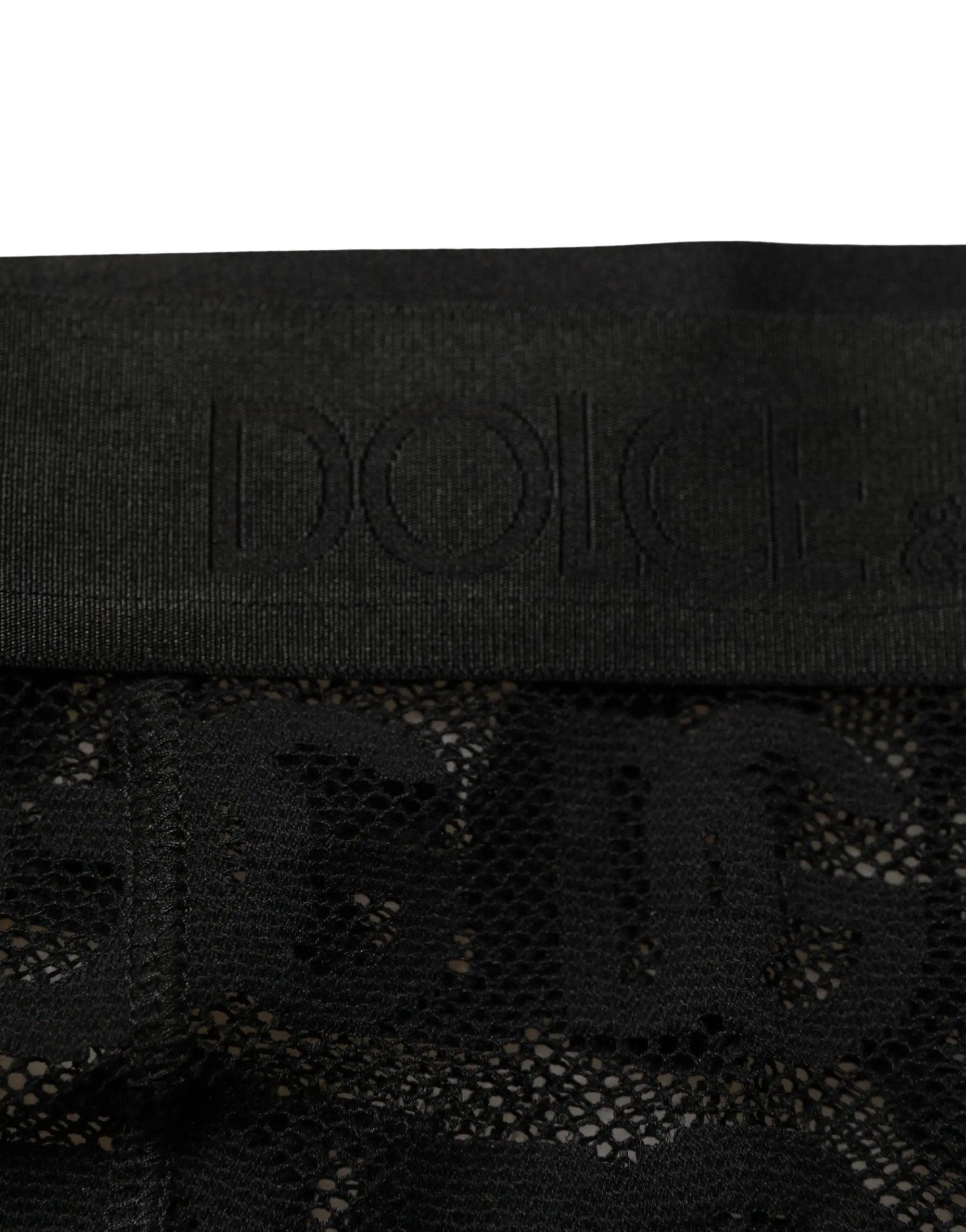 Dolce & Gabbana Black All Over Logo Print Sheer Pantyhose Underwear