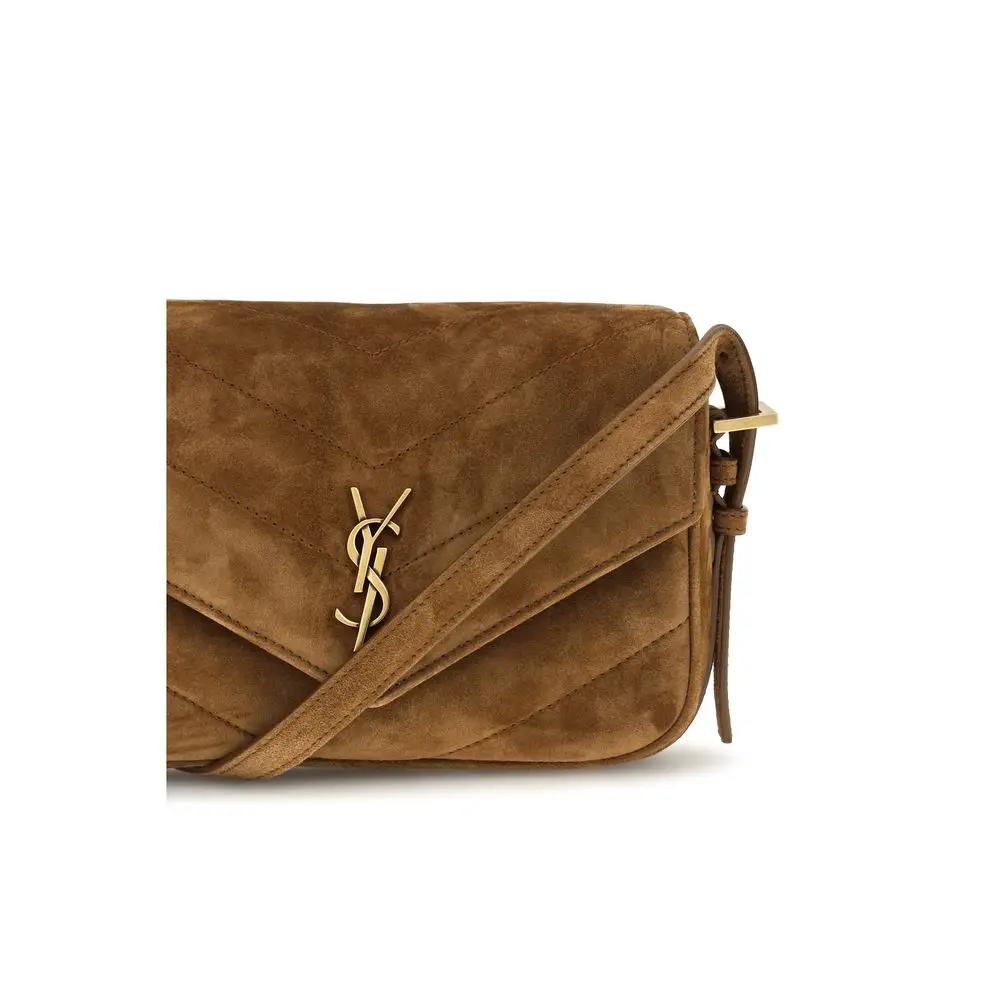 Saint Laurent Saint Laurent Brown Suede Leather Shoulder Bag