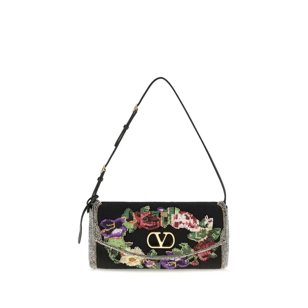 Valentino Garavani Valentino Garavani Black Satin Shoulder Bag