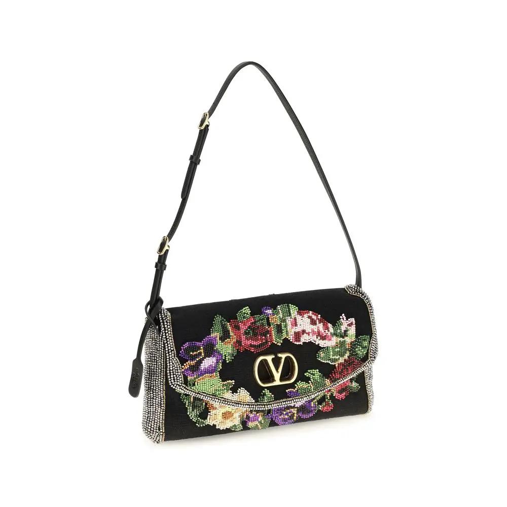 Valentino Garavani Valentino Garavani Black Satin Shoulder Bag