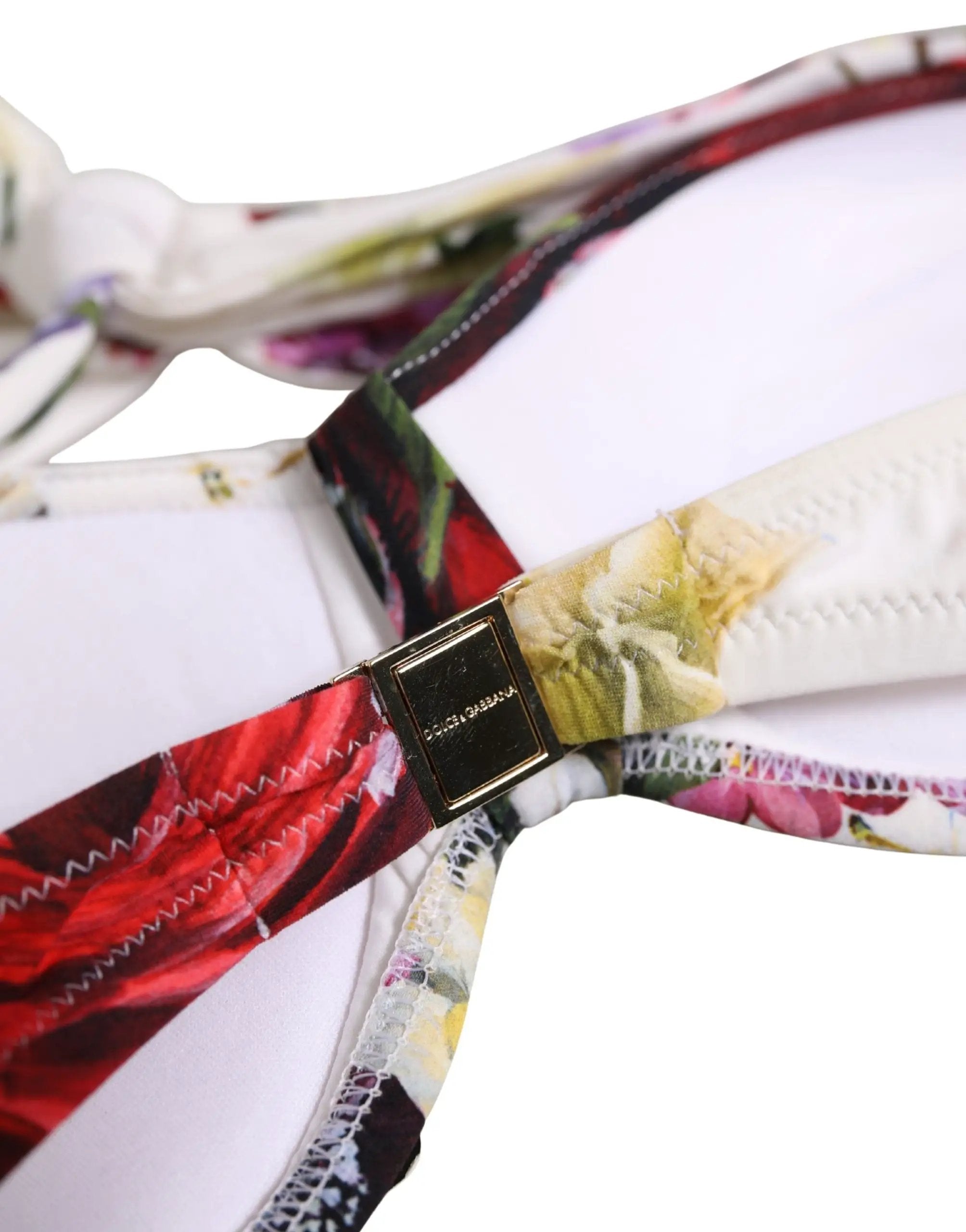Haut de bikini de bain Dolce & Gabbana en nylon imprimé floral blanc