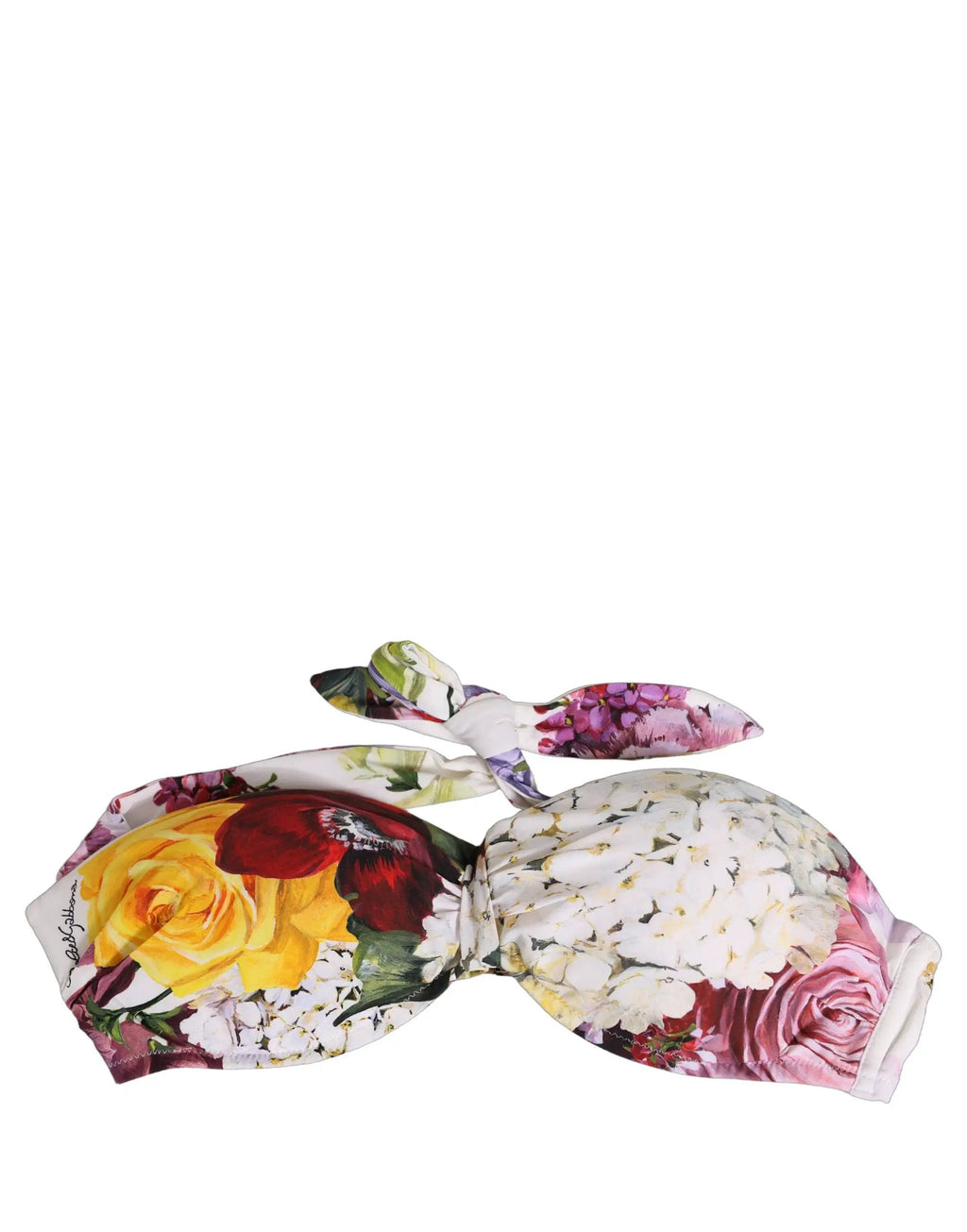 Haut de bikini de bain Dolce & Gabbana en nylon imprimé floral blanc