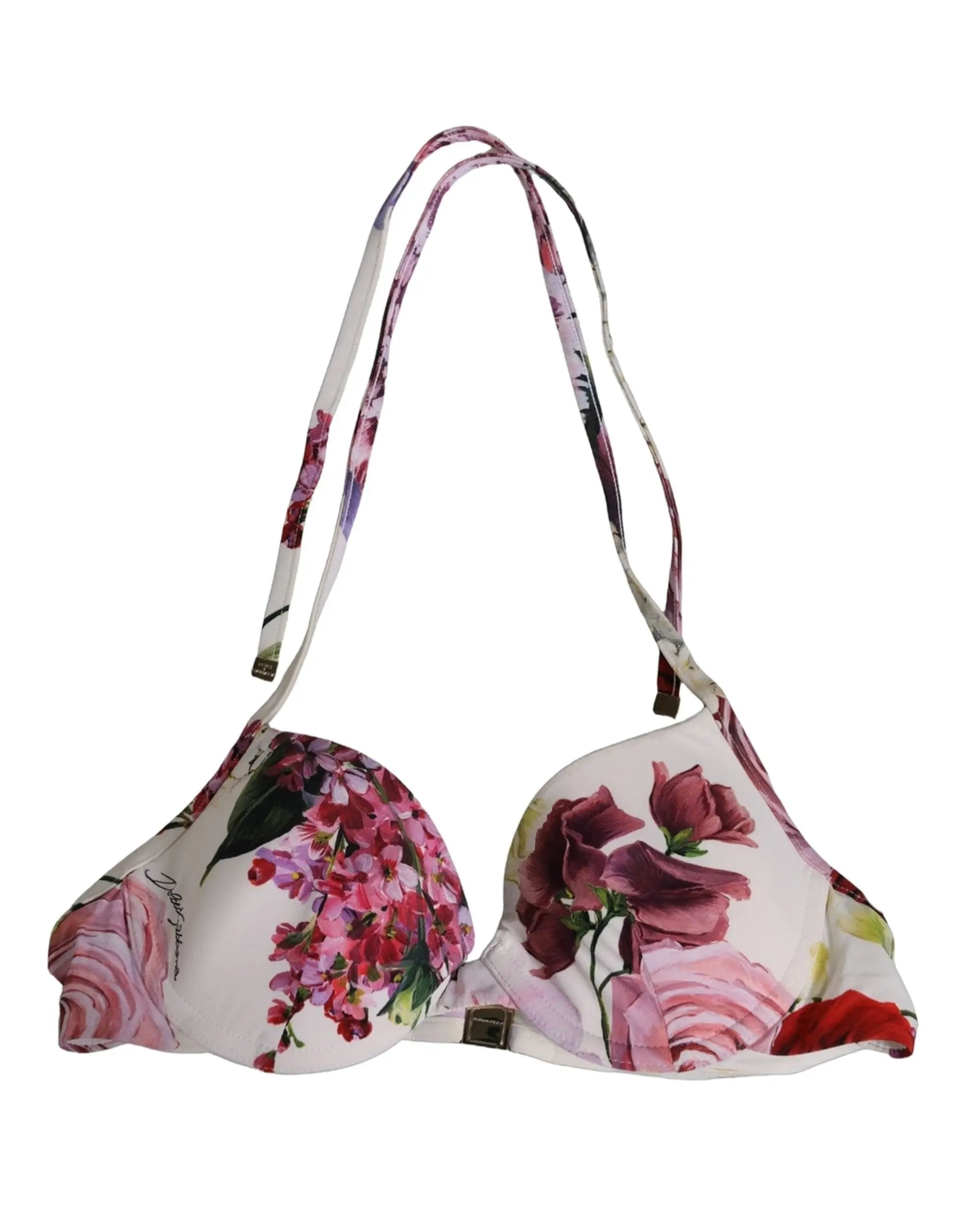 Haut de bikini de plage en nylon à imprimé floral blanc Dolce & Gabbana