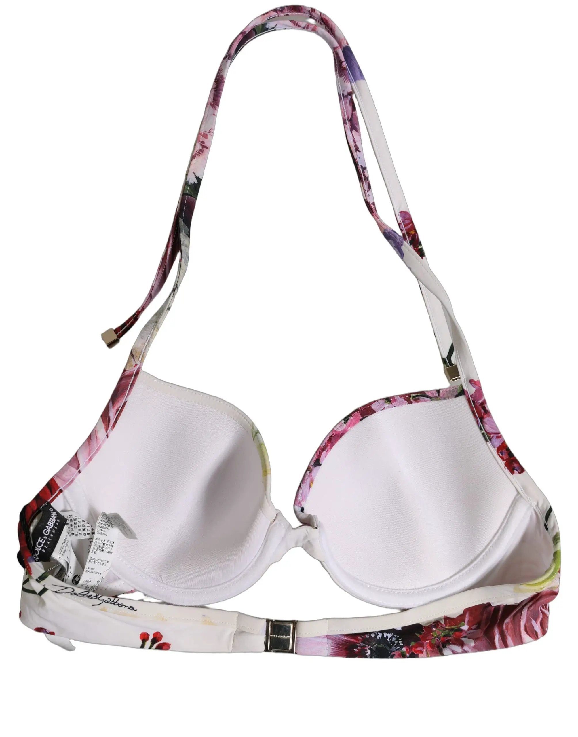 Haut de bikini de plage en nylon à imprimé floral blanc Dolce & Gabbana