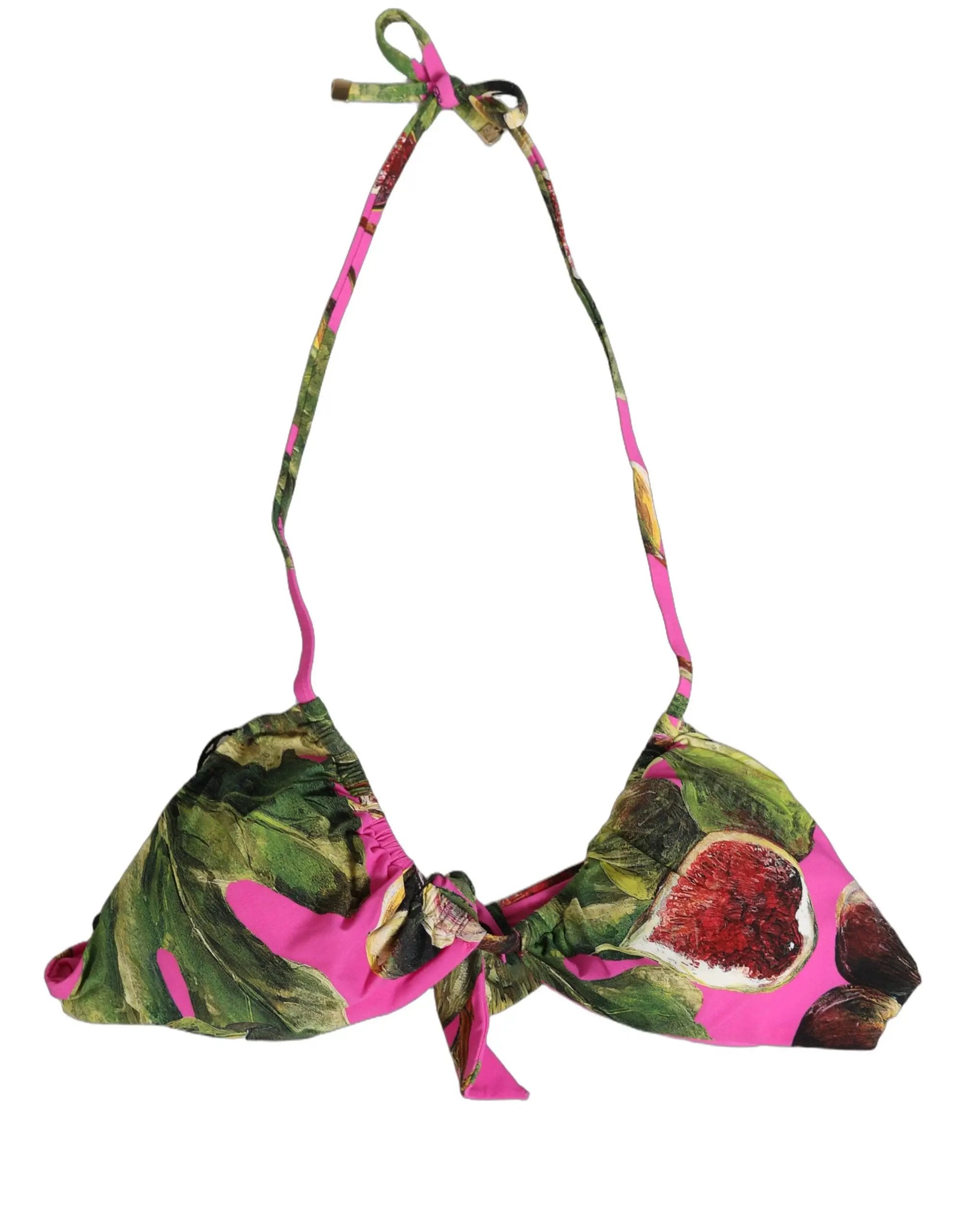 Haut de bikini de plage Dolce & Gabbana rose fuchsia imprimé figues