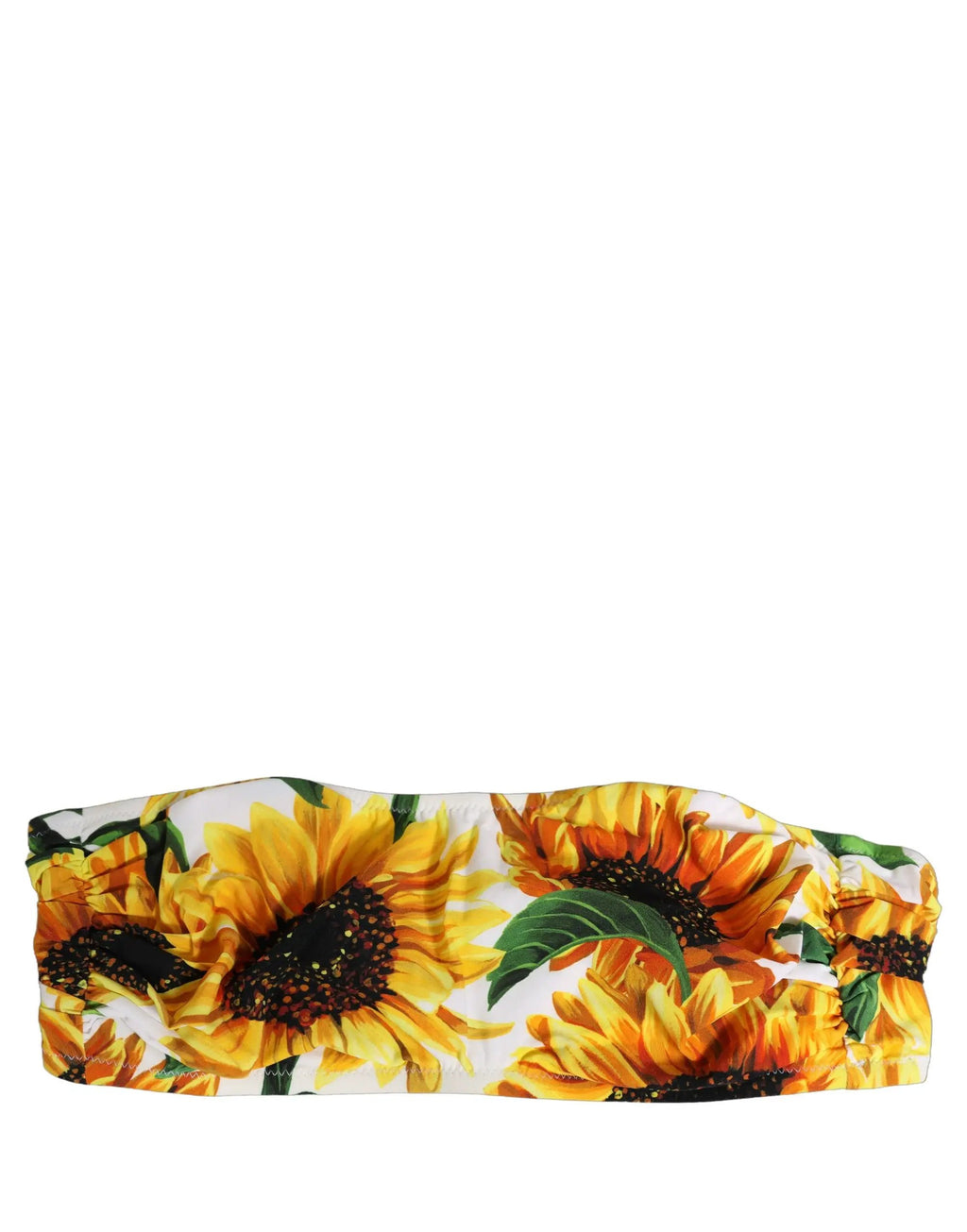 Haut de bikini bandeau de plage imprimé tournesol blanc Dolce & Gabbana