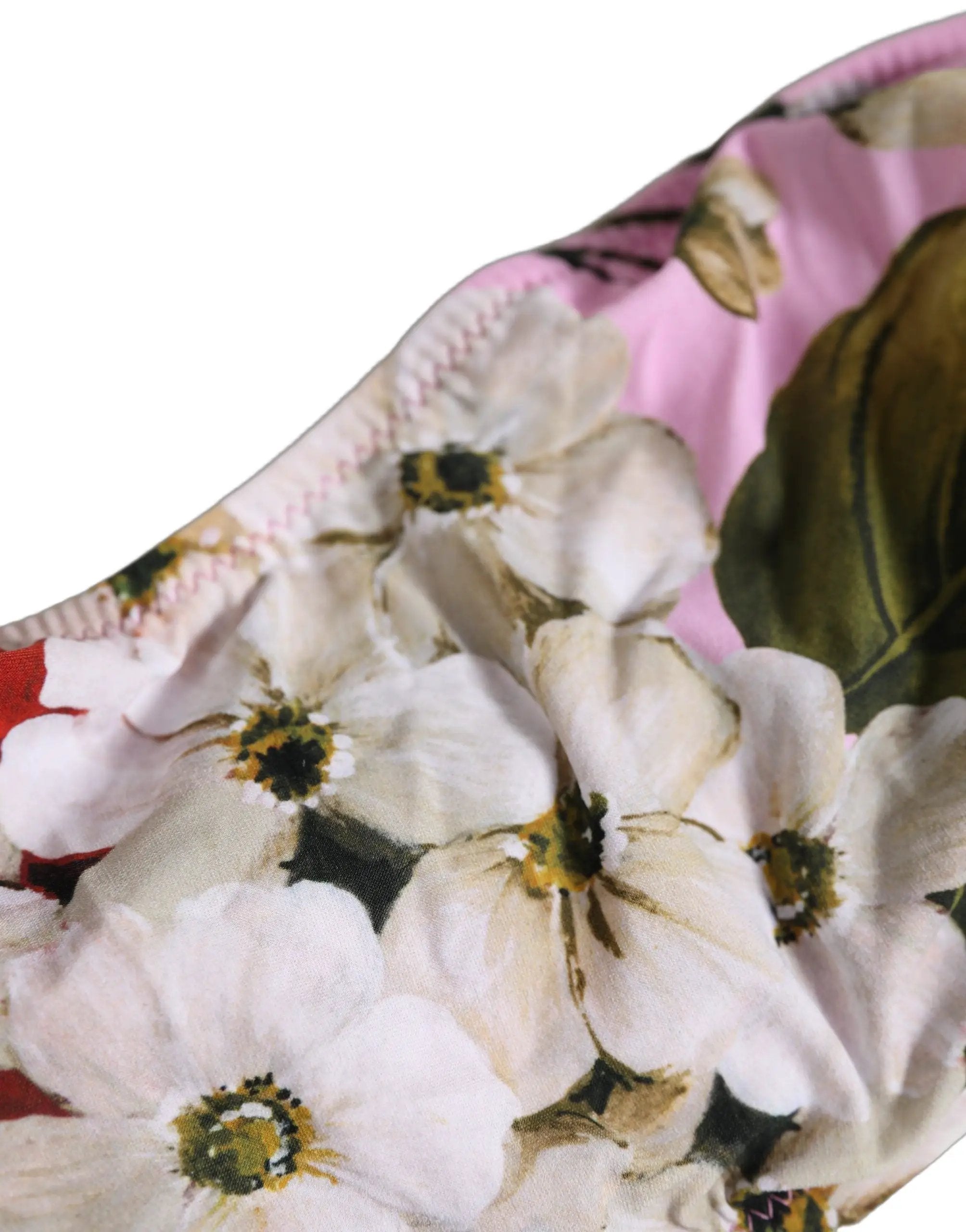 Dolce & Gabbana Pink Floral Print Bandeau Beachwear Bikini Top