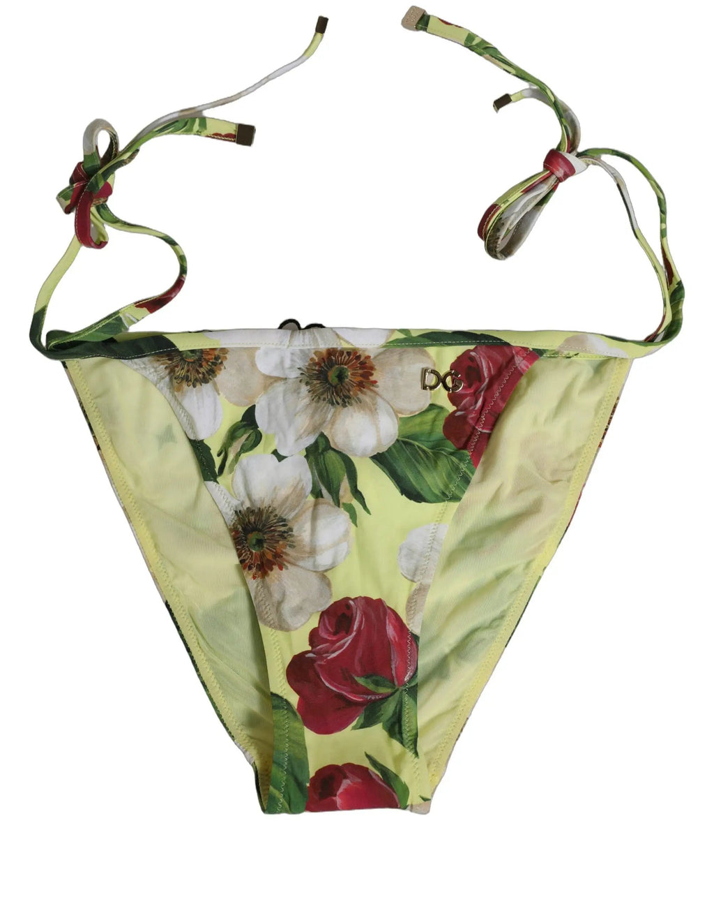 Bas de bikini de plage en nylon à imprimé floral jaune Dolce & Gabbana