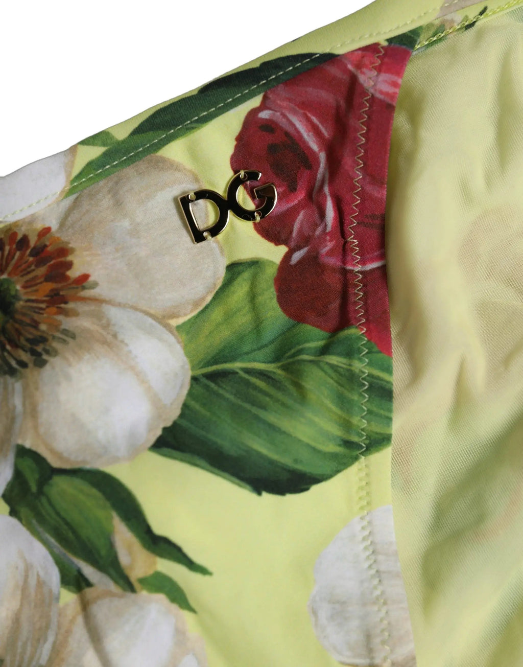 Bas de bikini de plage en nylon à imprimé floral jaune Dolce & Gabbana