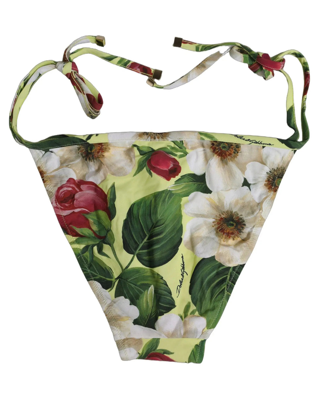 Bas de bikini de plage en nylon à imprimé floral jaune Dolce & Gabbana