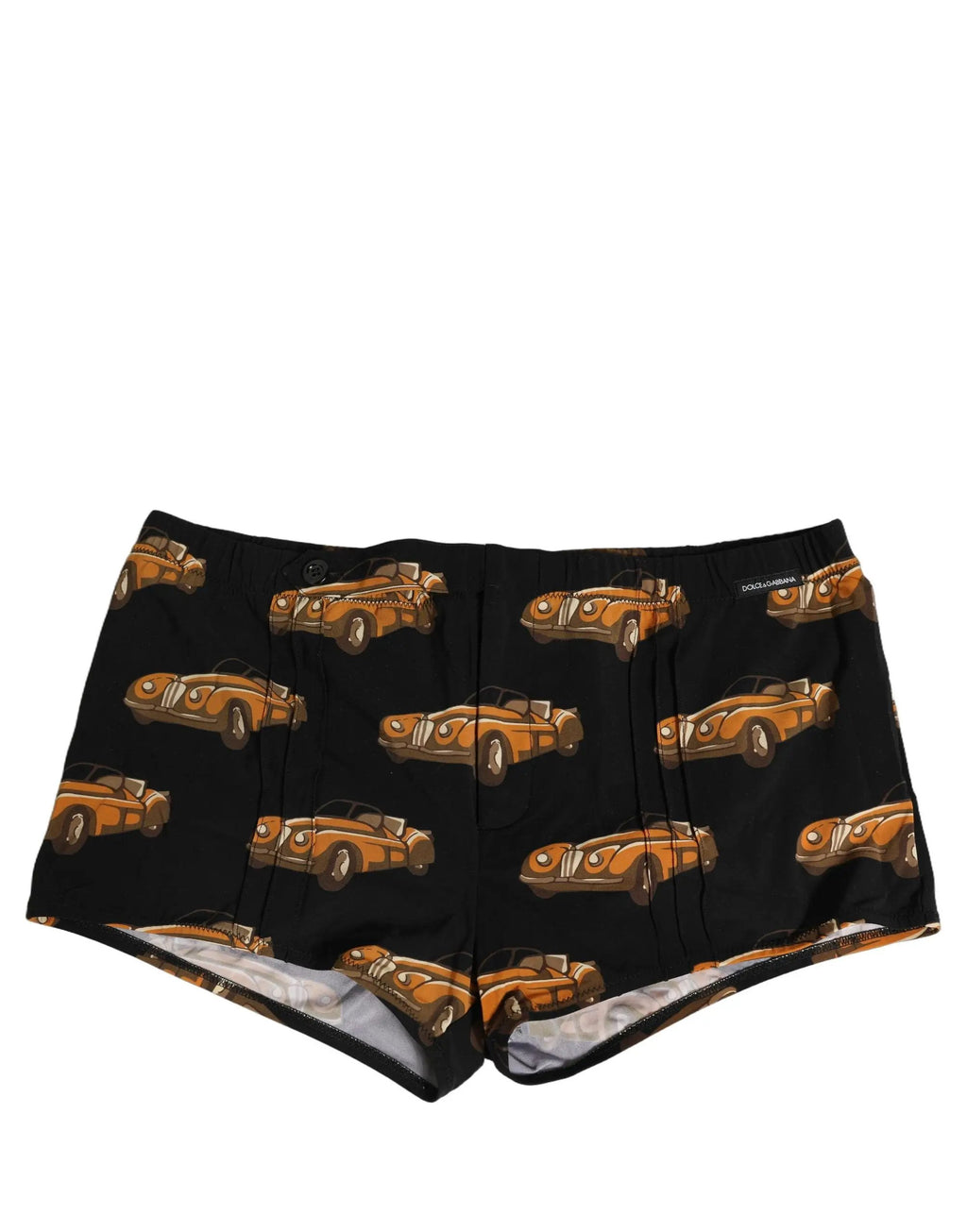 Dolce & Gabbana Black Car Print Swim Trunk Beachwear Swimwear