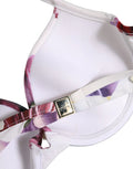 Dolce & Gabbana White Floral Print Nylon Beachwear Bikini Top