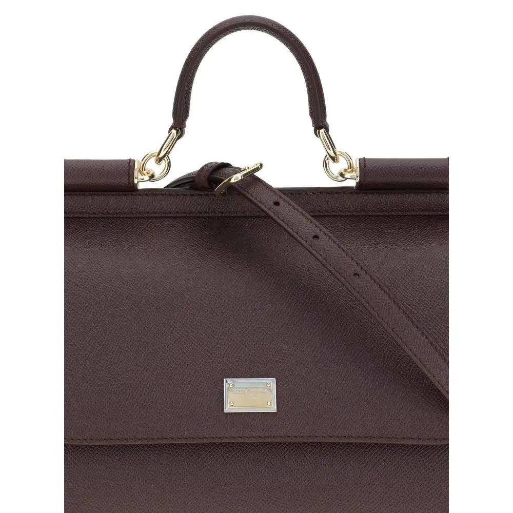 Dolce & Gabbana Bordeaux Calf Leather Bos Taurus Handbag