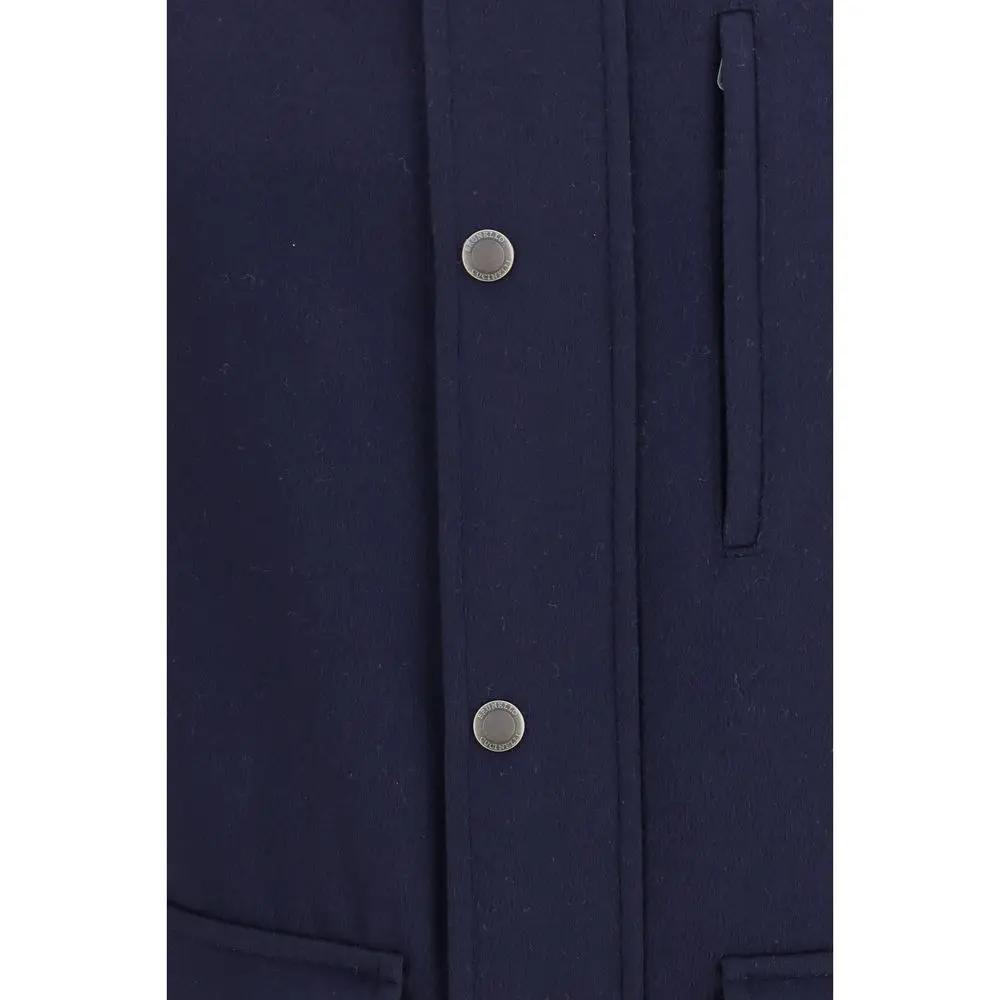 Brunello Cucinelli Blue Wool Oves Aries Full-Length Jacket