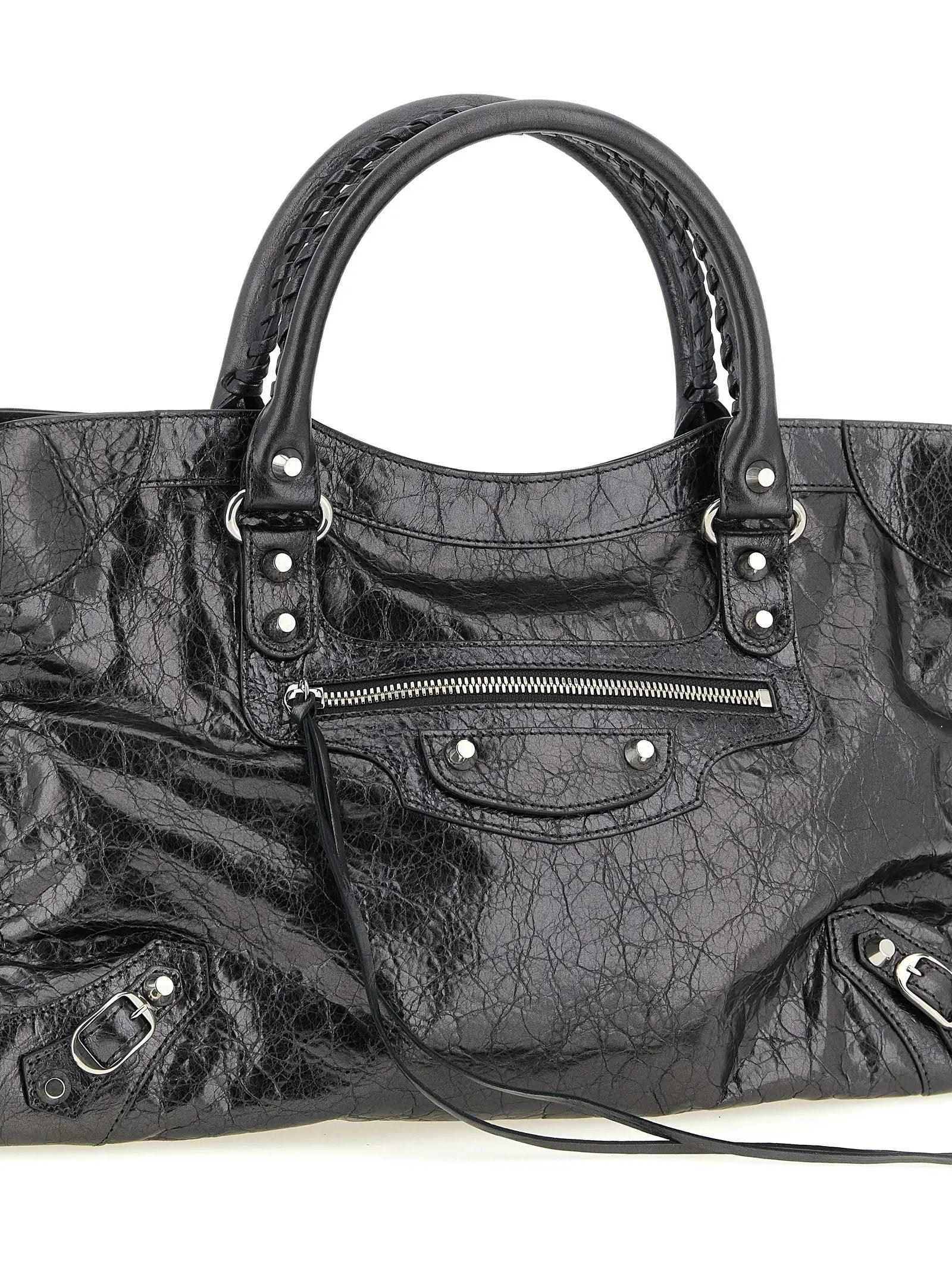 Balenciaga Silver Lamb Leather Handbag