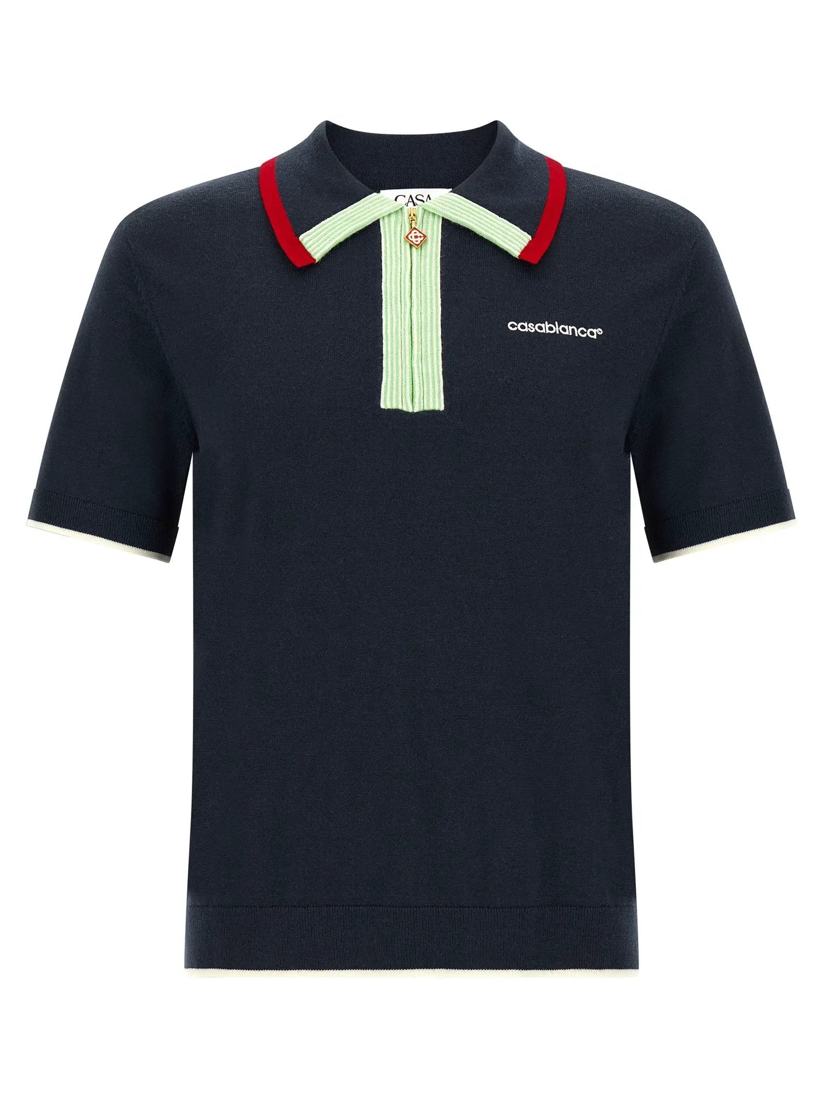 Casablanca Blue Wool Polo Shirt