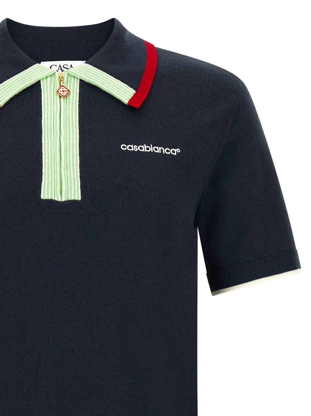Casablanca Blue Wool Polo Shirt