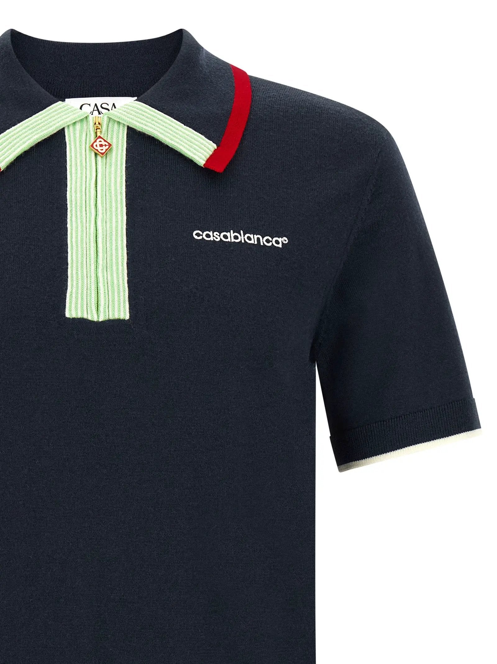 Casablanca Blue Wool Polo Shirt