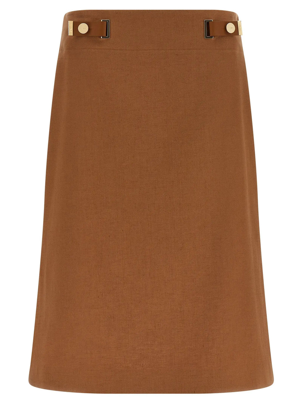 Fendi Brown Linen Midi Skirt