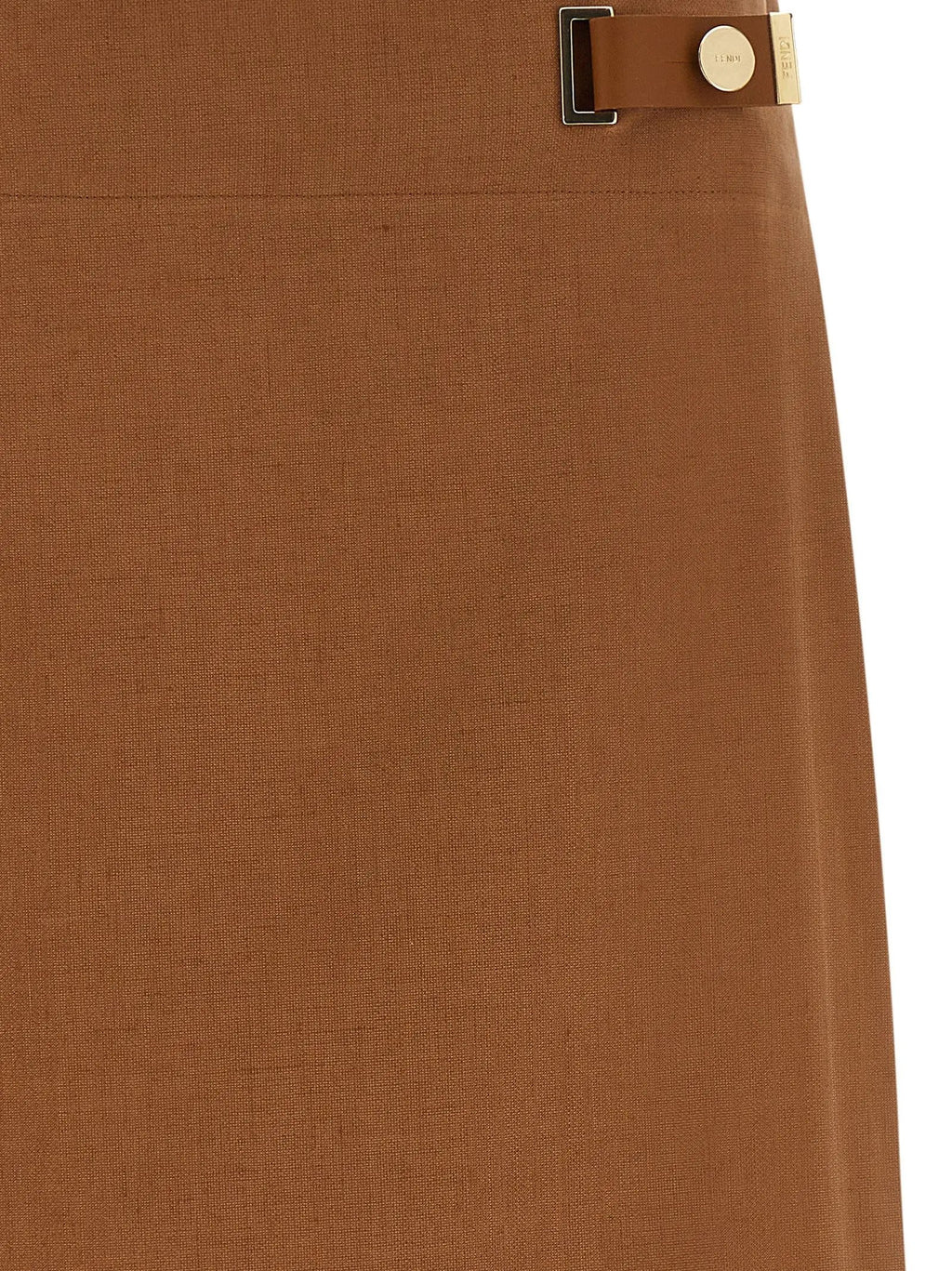 Fendi Brown Linen Midi Skirt