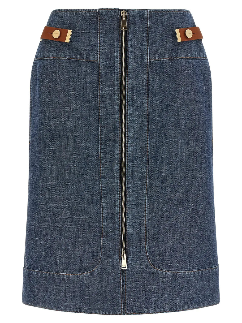 Fendi Blue Cotton Midi Skirt