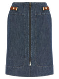 Fendi Blue Cotton Midi Skirt