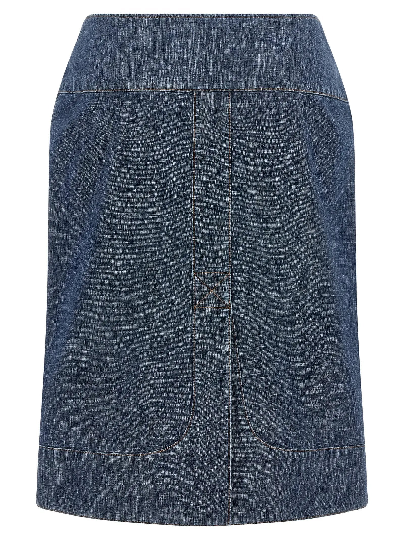 Fendi Blue Cotton Midi Skirt